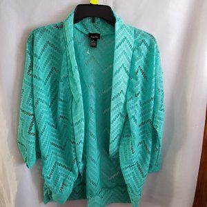 Rue21 Mint Green 3/4 sleeve sheer Lace Like Shrug top